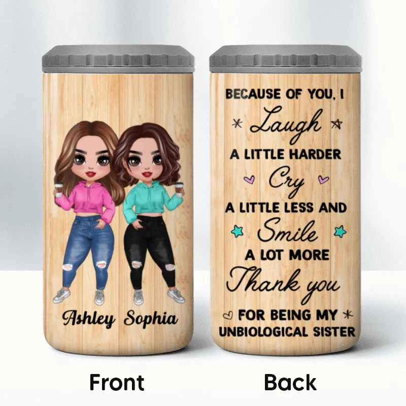 Doll Hoodie Besties Standing To My Bestie Personalized 4 In 1 Can Cooler - Image 10