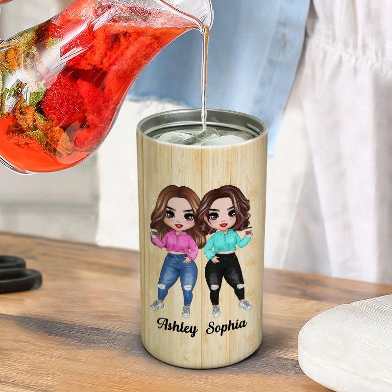 Doll Hoodie Besties Standing To My Bestie Personalized 4 In 1 Can Cooler - Image 6