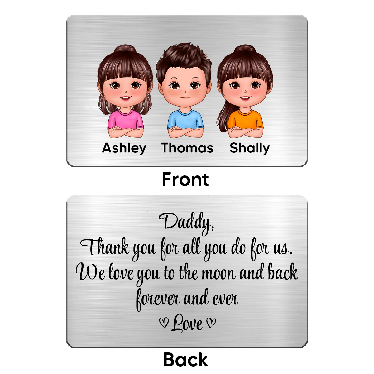 Doll Kids Dad Thank You For All Personalized Metal Wallet Card - Image 2