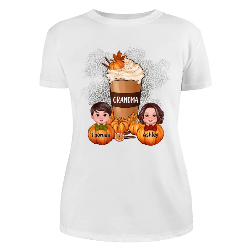 Doll Kids Grandma Mom Pumpkin Spice Latte Personalized Shirt - Image 9