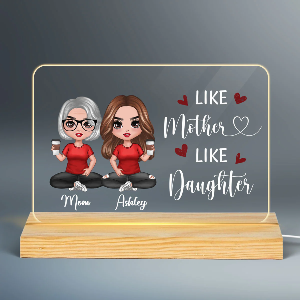 Doll Like Mother Like Daughter Gift For Mom For Daughter Personalized Custom Shape Horizontal Rectangle Acrylic Plaque LED Night Light - Image 2