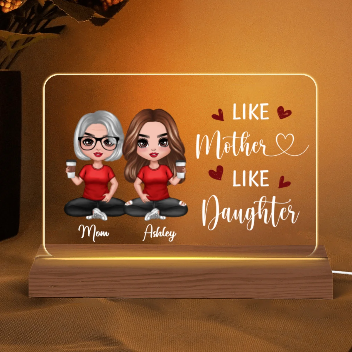 Doll Like Mother Like Daughter Gift For Mom For Daughter Personalized Custom Shape Horizontal Rectangle Acrylic Plaque LED Night Light - Image 5