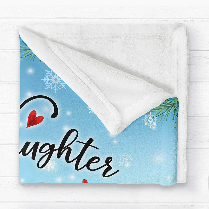 Doll Like Mother Like Daughter Sitting In Snow Christmas Personalized Fleece Blanket - Image 2