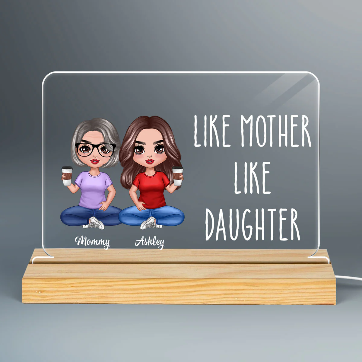 Doll Like Mother Like Daughter Son Gift For Mom For Daughters Sons Personalized Custom Shape Horizontal Rectangle Acrylic Plaque LED Night Light - Image 3