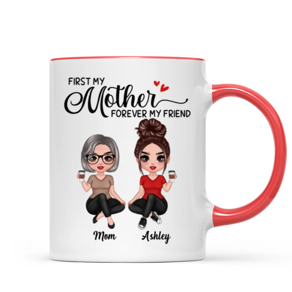 Doll Mom And Daughters Sitting Gift For Mom Daughters Personalized Mug - Image 6