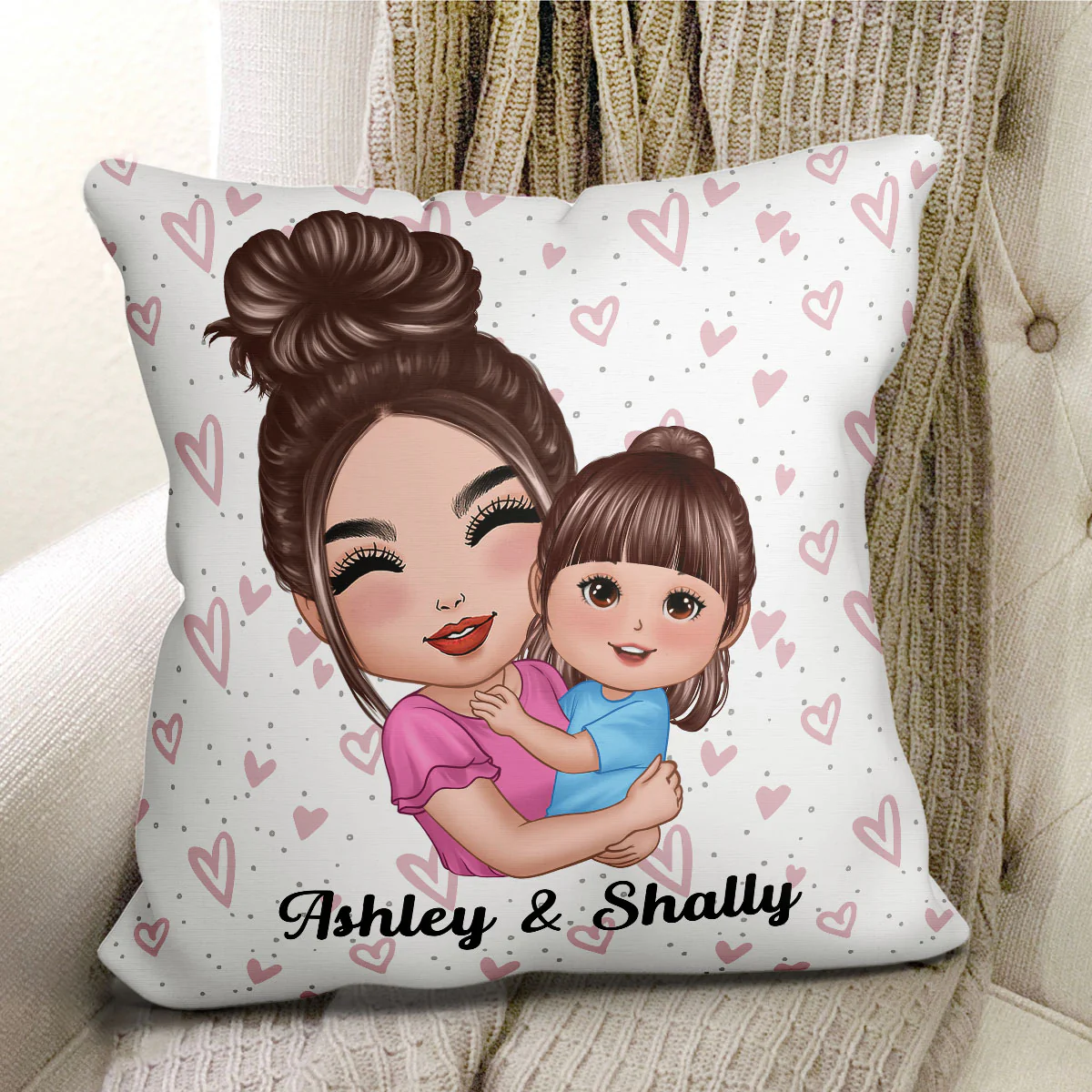 Doll Mom Grandma Auntie Hugging Kids Gift Personalized Pillow - Image 2