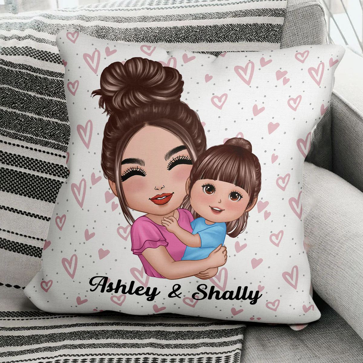 Doll Mom Grandma Auntie Hugging Kids Gift Personalized Pillow - Image 3