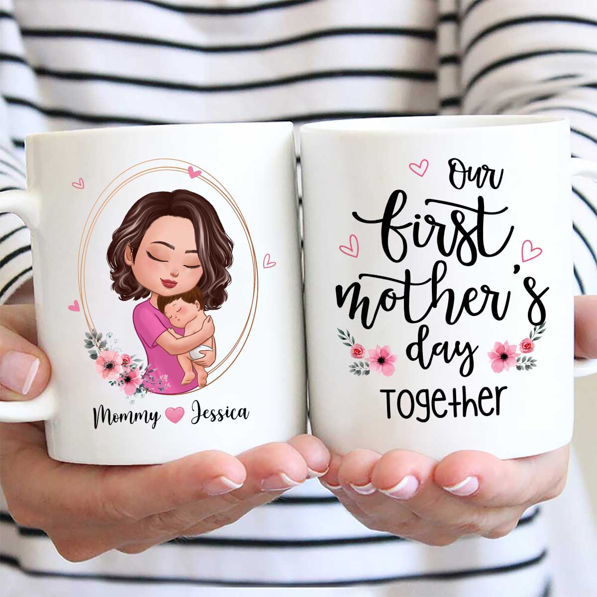 Doll Mom Holding Baby Our First Mother‘s Day Together Personalized Mug - Image 2