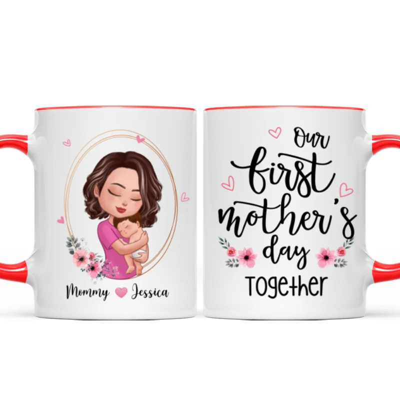 Doll Mom Holding Baby Our First Mother‘s Day Together Personalized Mug - Image 7