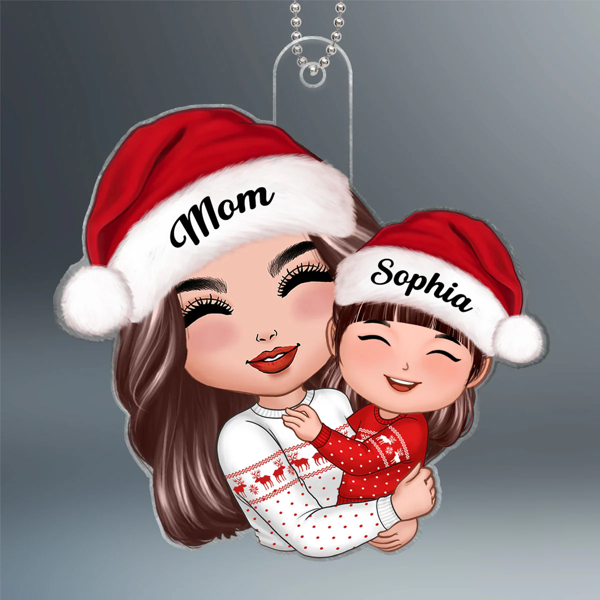 Doll Mom Hugging Kid Christmas Gift For Daughter Son Personalized Acrylic Ornament - Image 2