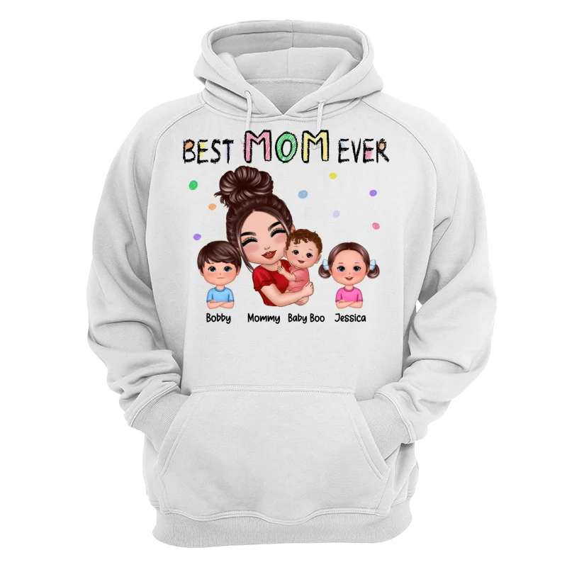 Doll Mom Hugging Kids Best Mom Ever Crayon Text Personalized Shirt - Image 13
