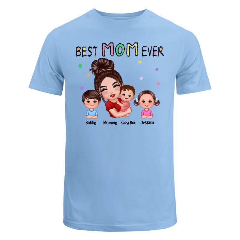 Doll Mom Hugging Kids Best Mom Ever Crayon Text Personalized Shirt - Image 8