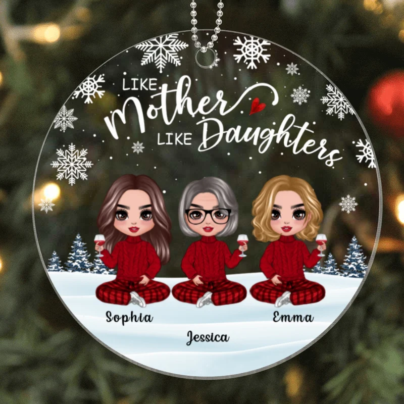 Doll Mother And Daughters Personalized Acrylic Ornament - Image 4