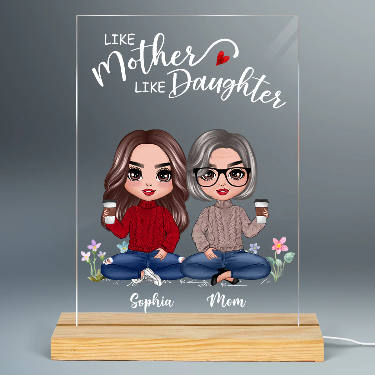 Doll Mother And Daughters Personalized Plaque LED Night Light - Image 2