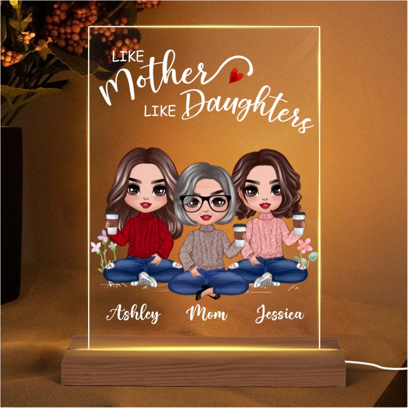 Doll Mother And Daughters Personalized Plaque LED Night Light - Image 3