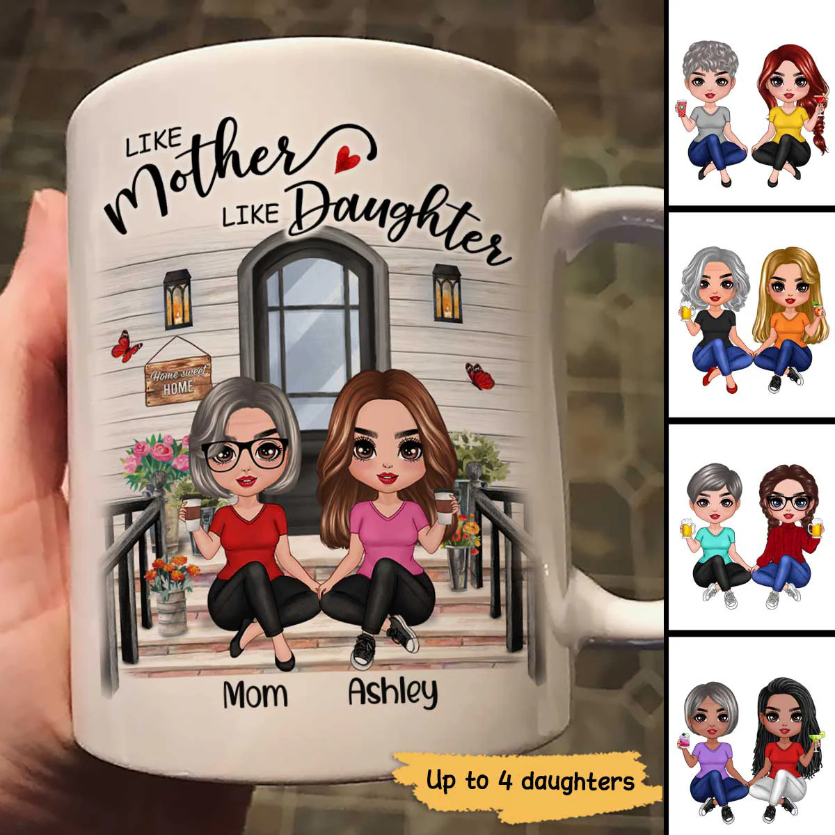 Doll Mother Daughter Front Porch Personalized Mug - Image 2