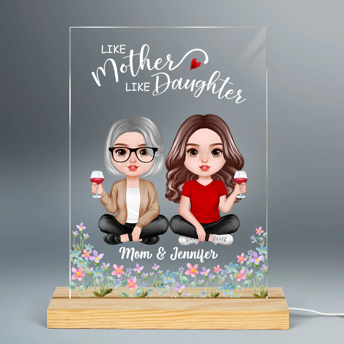 Doll Mother Daughter Realistic Personalized Acrylic LED Night Light - Image 2