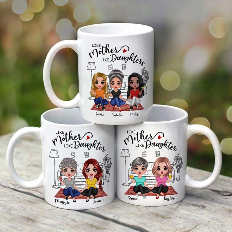 Doll Mother & Daughters Doll Women Sitting In House Personalized Mug - Image 2