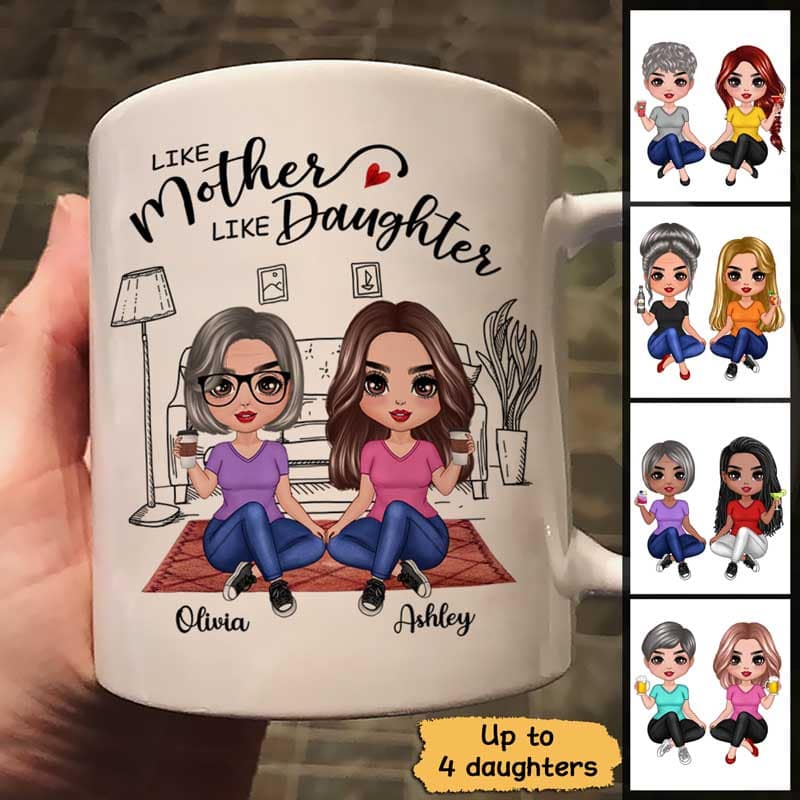 Doll Mother & Daughters Doll Women Sitting In House Personalized Mug - Image 3