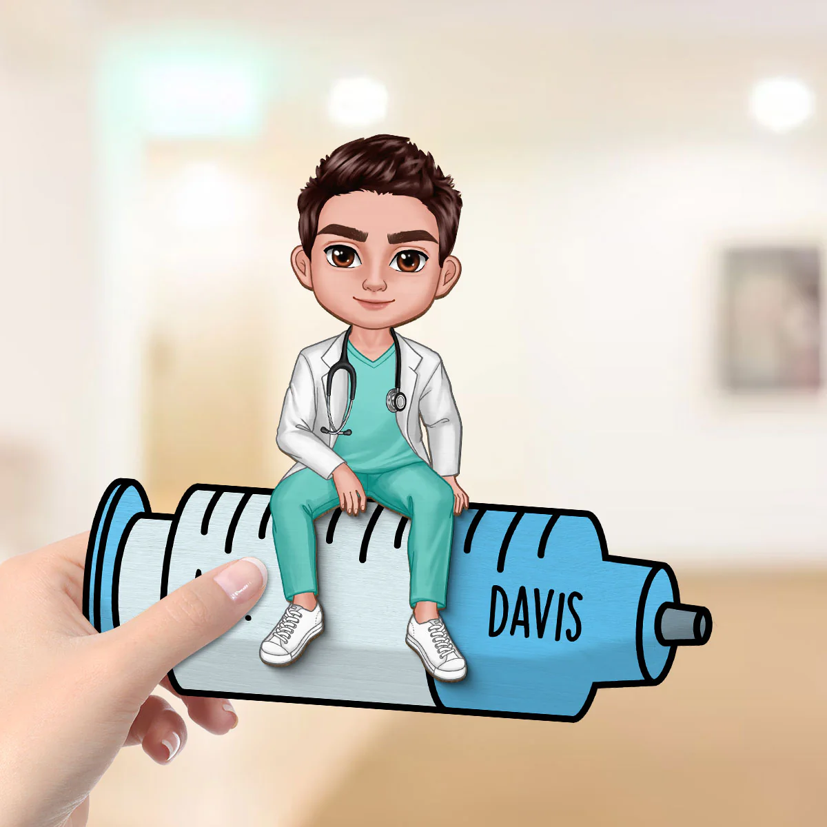 Doll Nurse Sitting Personalized 2-Layer Wooden Plaque - Image 12