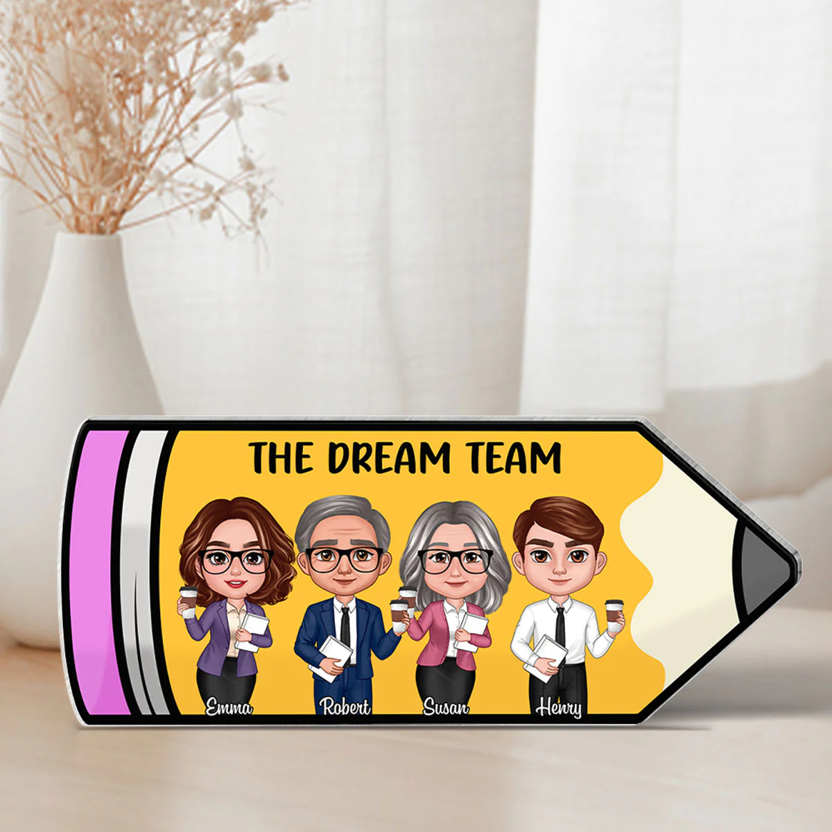 Doll Teacher Best Friends Colleagues Pencil Personalized Acrylic Block, Back To School Gift, Teacher Appreciation Gift - Image 3
