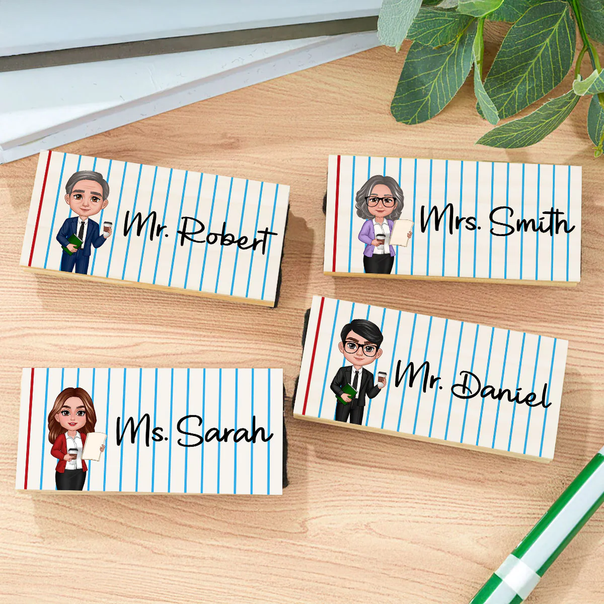 Doll Teacher Notebook Pattern Personalized Chalkboard/Whiteboard Eraser with Marker, Teacher Appreciation Gift, Back To School Gift - Image 10