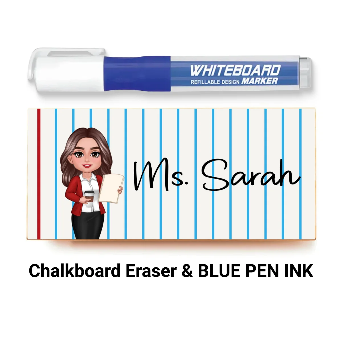Doll Teacher Notebook Pattern Personalized Chalkboard/Whiteboard Eraser with Marker, Teacher Appreciation Gift, Back To School Gift - Image 14
