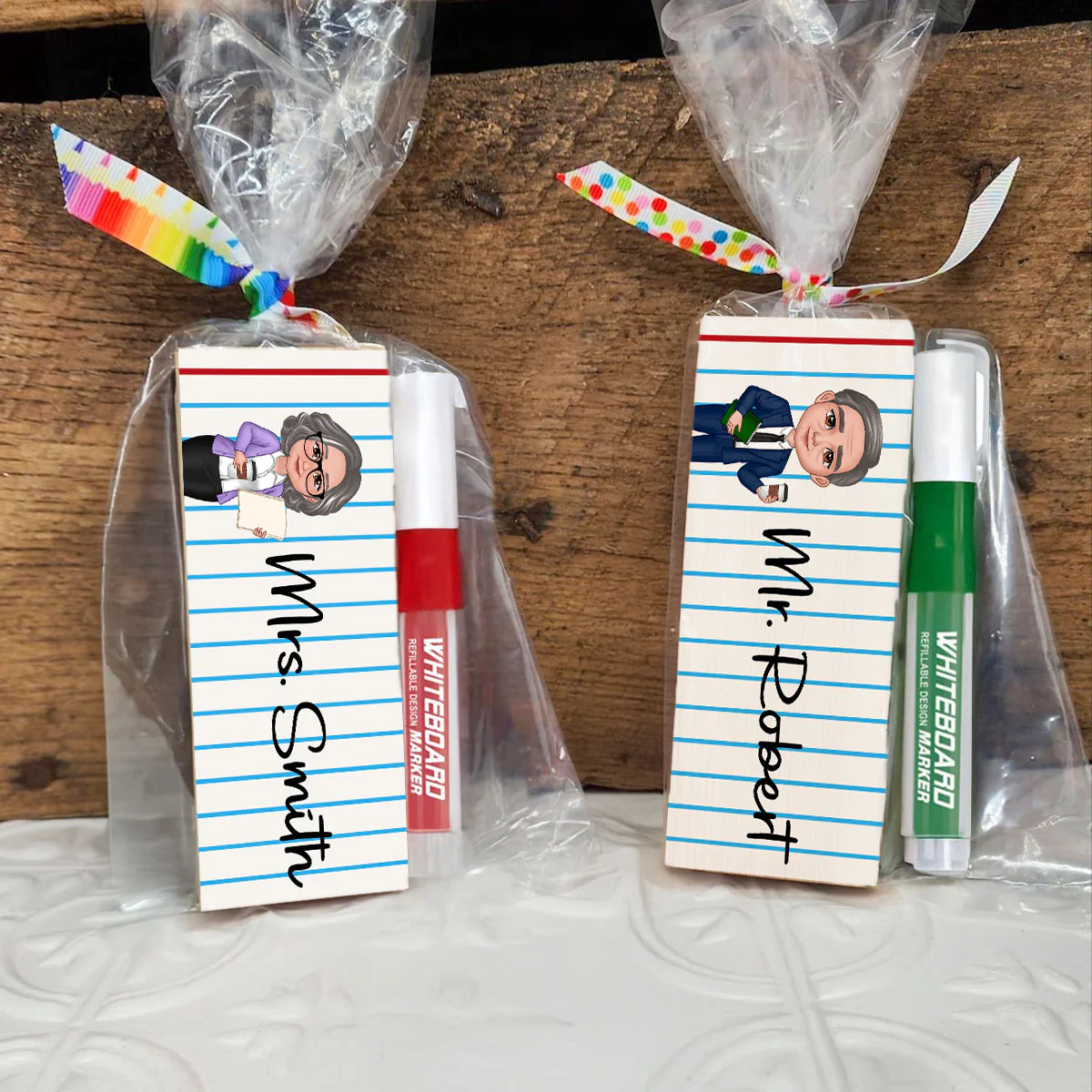 Doll Teacher Notebook Pattern Personalized Chalkboard/Whiteboard Eraser with Marker, Teacher Appreciation Gift, Back To School Gift - Image 3