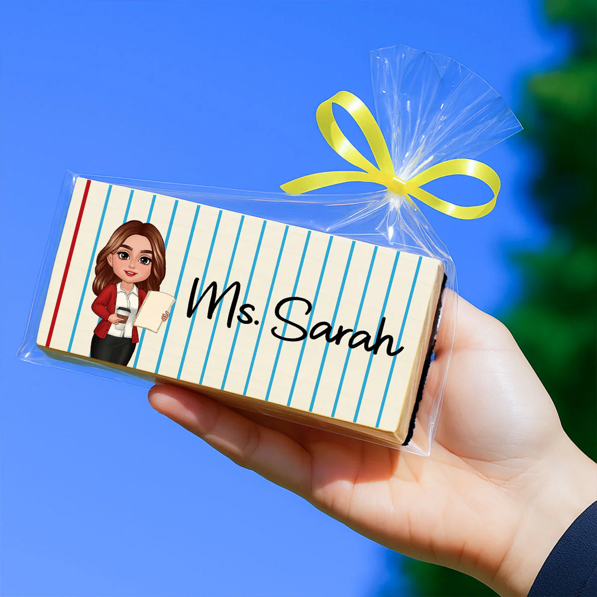Doll Teacher Notebook Pattern Personalized Chalkboard/Whiteboard Eraser with Marker, Teacher Appreciation Gift, Back To School Gift - Image 6