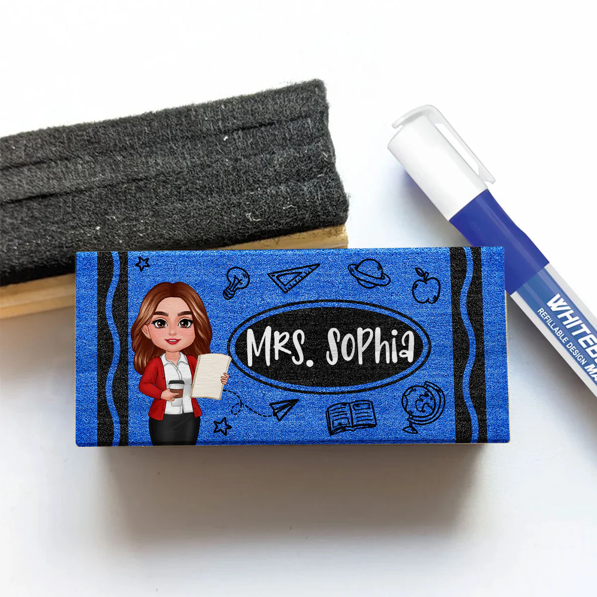 Doll Teacher Personalized Chalkboard Whiteboard Eraser with Marker, Teacher Appreciation Gift, Back To School Gift - Image 10