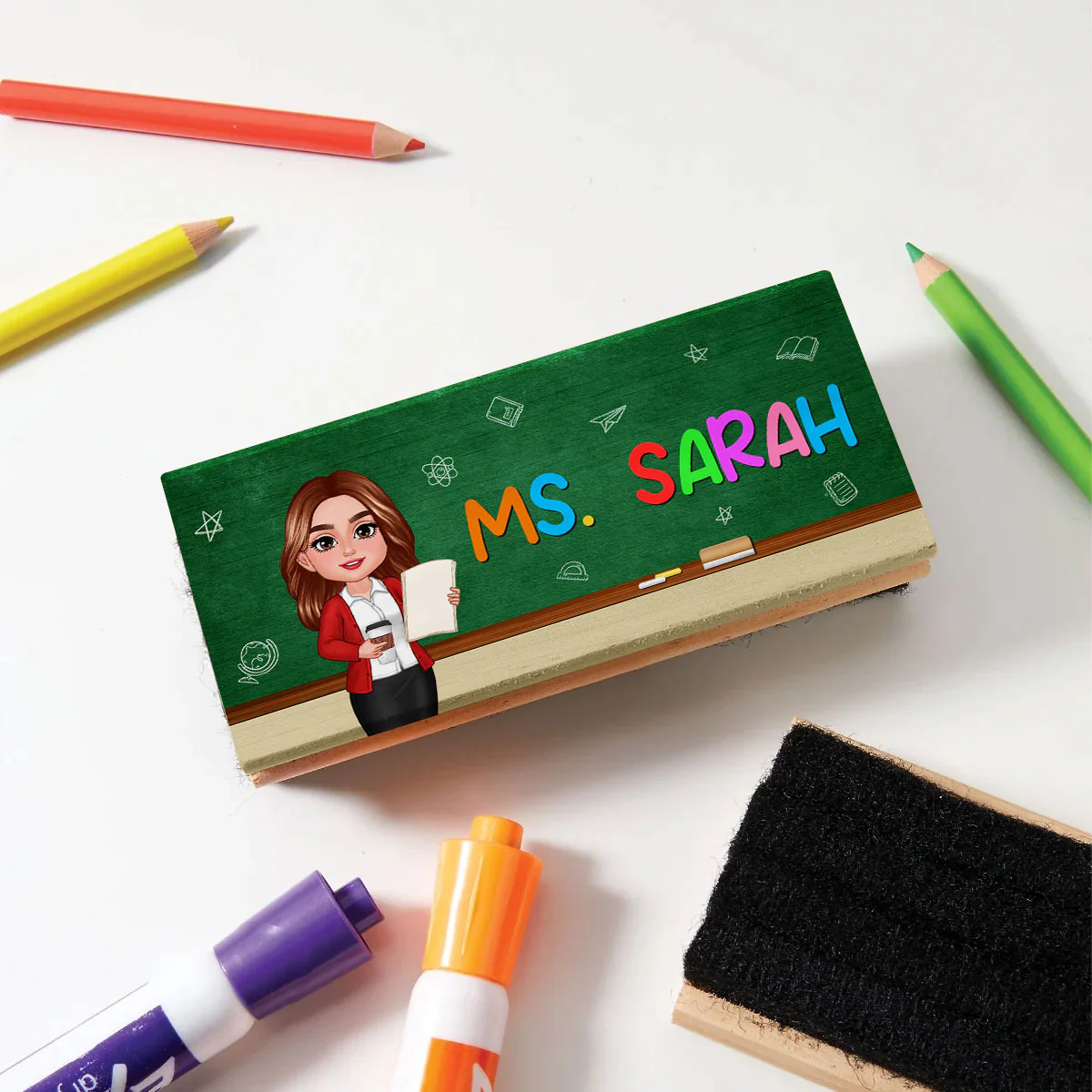 Doll Teacher Personalized Chalkboard Whiteboard Eraser with Marker, Teacher Appreciation Gift, Back To School Gift - Image 13