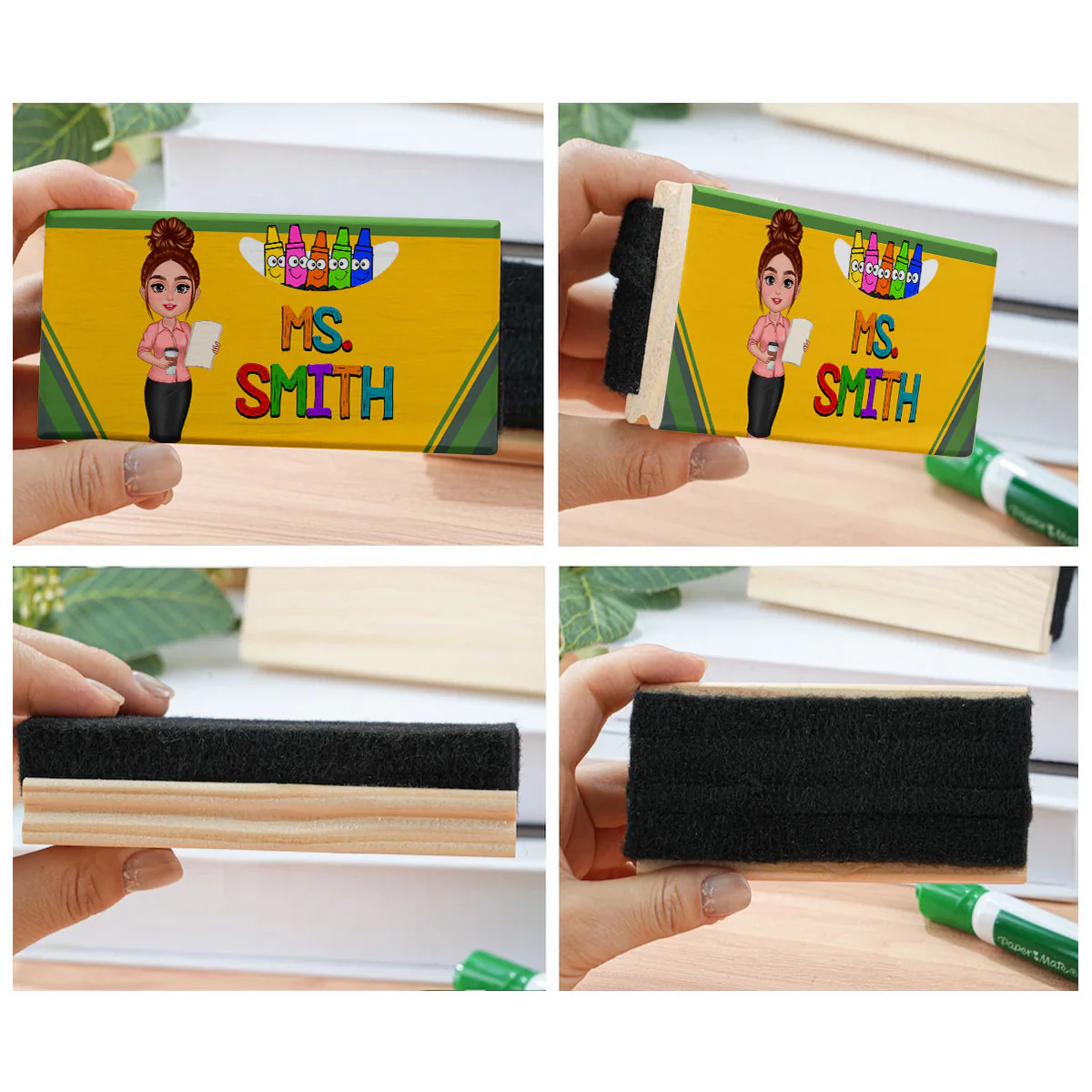 Doll Teacher Personalized Chalkboard Whiteboard Eraser with Marker, Teacher Appreciation Gift, Back To School Gift - Image 14