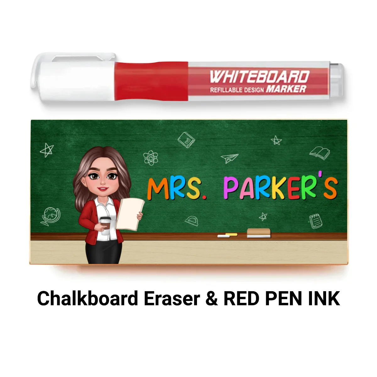 Doll Teacher Personalized Chalkboard Whiteboard Eraser with Marker, Teacher Appreciation Gift, Back To School Gift - Image 19
