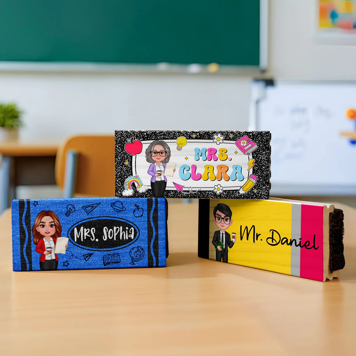 Doll Teacher Personalized Chalkboard Whiteboard Eraser with Marker, Teacher Appreciation Gift, Back To School Gift - Image 2