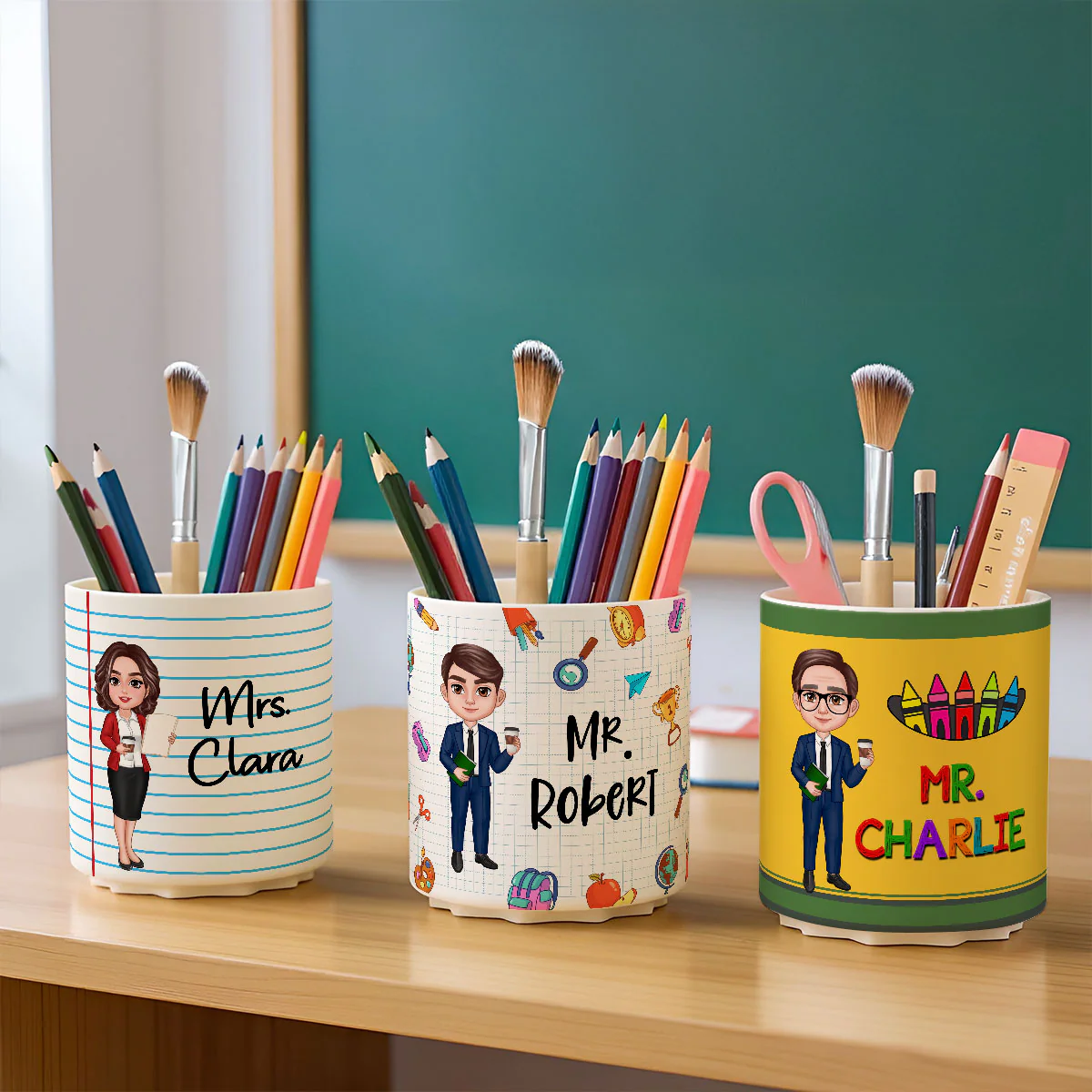Doll Teacher Personalized Rotating Pen Holder, Teacher Appreciation Gift, Back To School Gift - Image 2