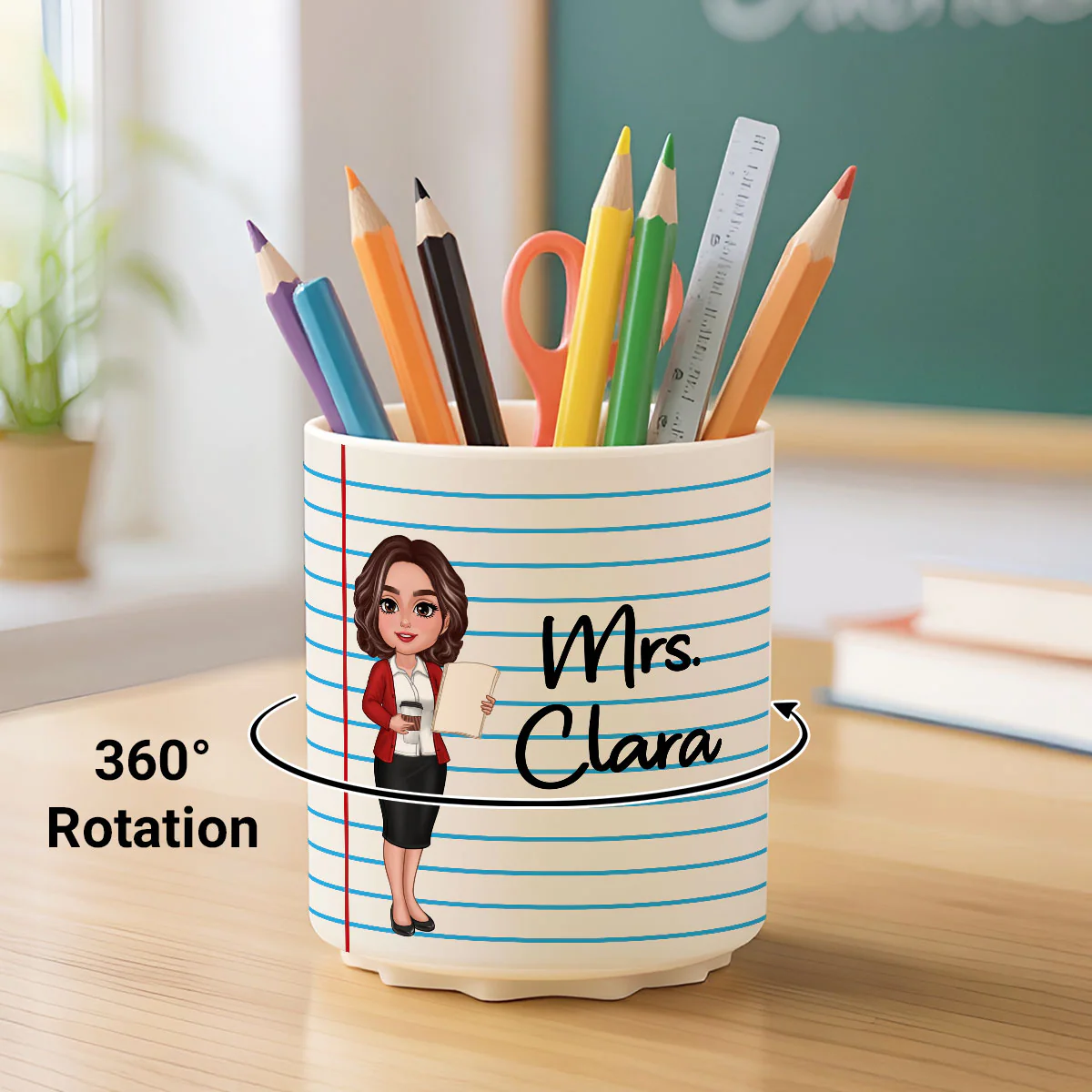 Doll Teacher Personalized Rotating Pen Holder, Teacher Appreciation Gift, Back To School Gift - Image 7