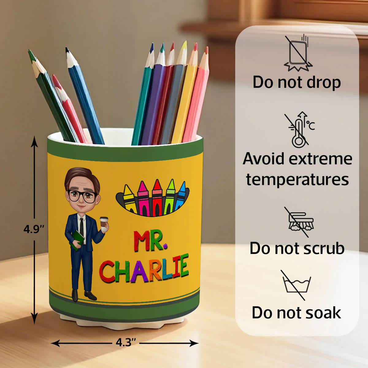 Doll Teacher Personalized Rotating Pen Holder, Teacher Appreciation Gift, Back To School Gift - Image 8