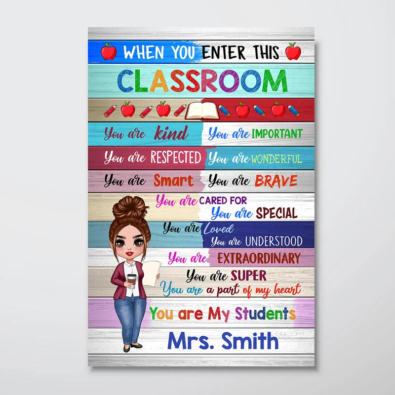 Doll Teacher Wood Texture Classroom Personalized Vertical Poster - Image 2