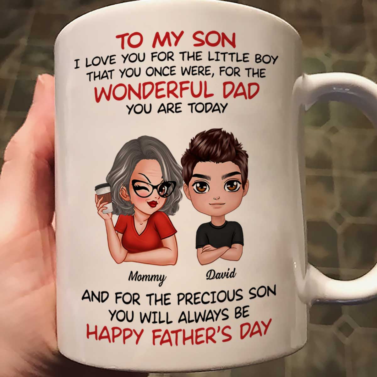 Doll To My Son From Dad Mom Happy Father‘s Day Personalized Mug - Image 2