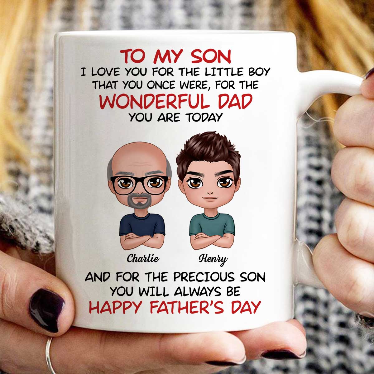 Doll To My Son From Dad Mom Happy Father‘s Day Personalized Mug - Image 6