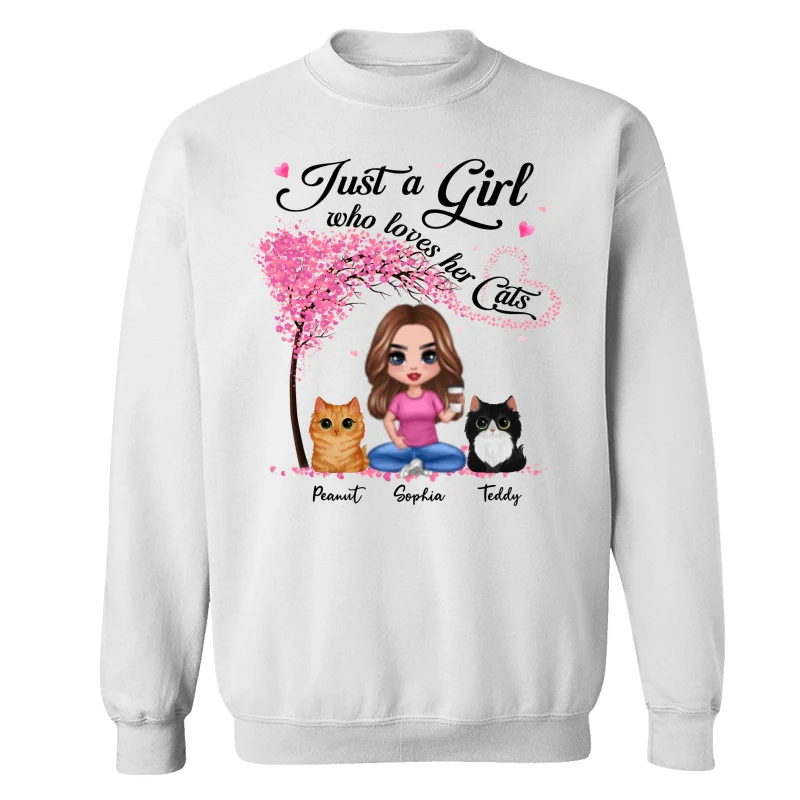 Doll Woman And Cats Sitting Under Pink Heart Tree Personalized Shirt - Image 17