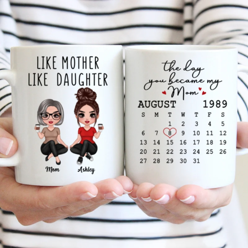 Doll Women Sitting Like Mother Like Daughter Calendar Mother‘s Day Gift Personalized Mug - Image 10