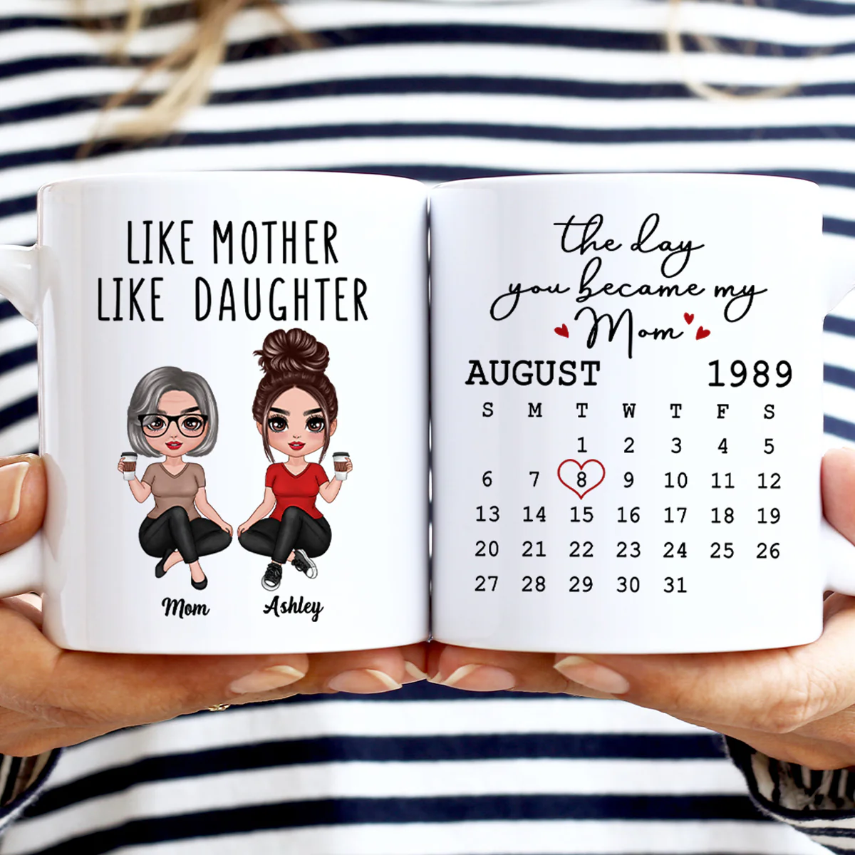 Doll Women Sitting Like Mother Like Daughter Calendar Mother‘s Day Gift Personalized Mug - Image 2