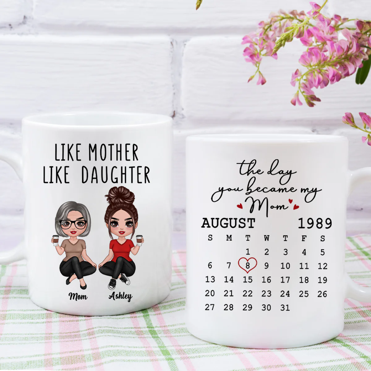 Doll Women Sitting Like Mother Like Daughter Calendar Mother‘s Day Gift Personalized Mug - Image 3
