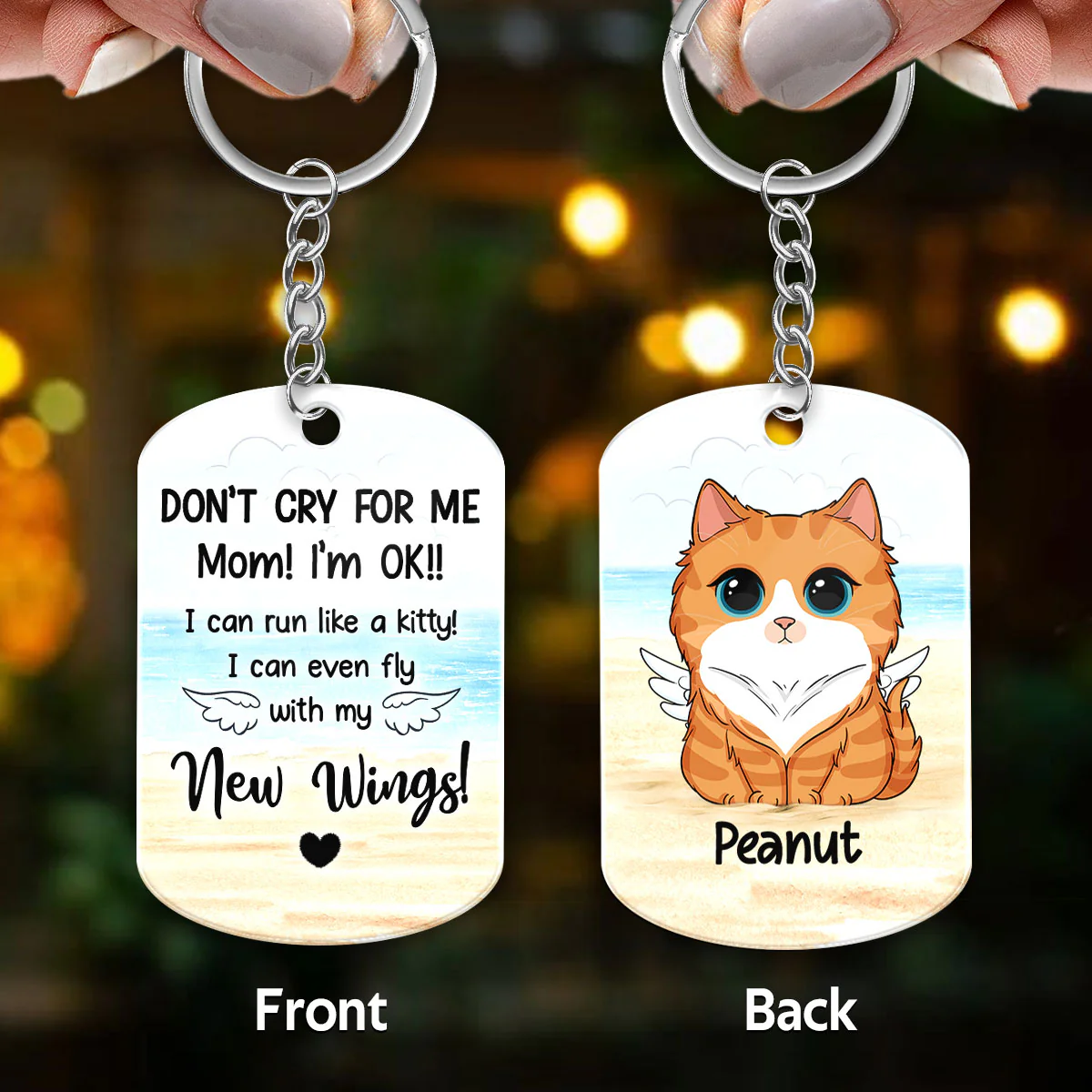 Don‘t Cry For Me Mom Dog Cat Memorial Personalized Acrylic Keychain - Image 3