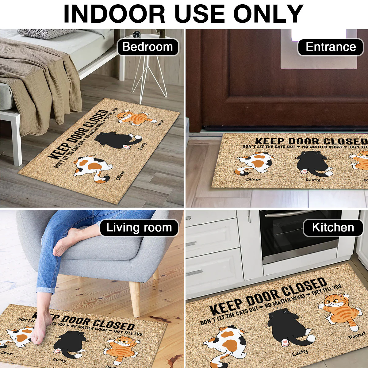 Don't Let The Cats Out Naughty Cats Personalized Doormat - Image 5