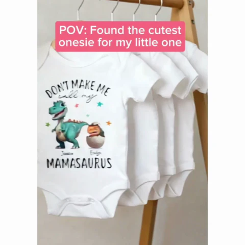 Don't Make Me Call My Mamasaurus Grandmasaurus Personalized Baby Onesie - Image 2