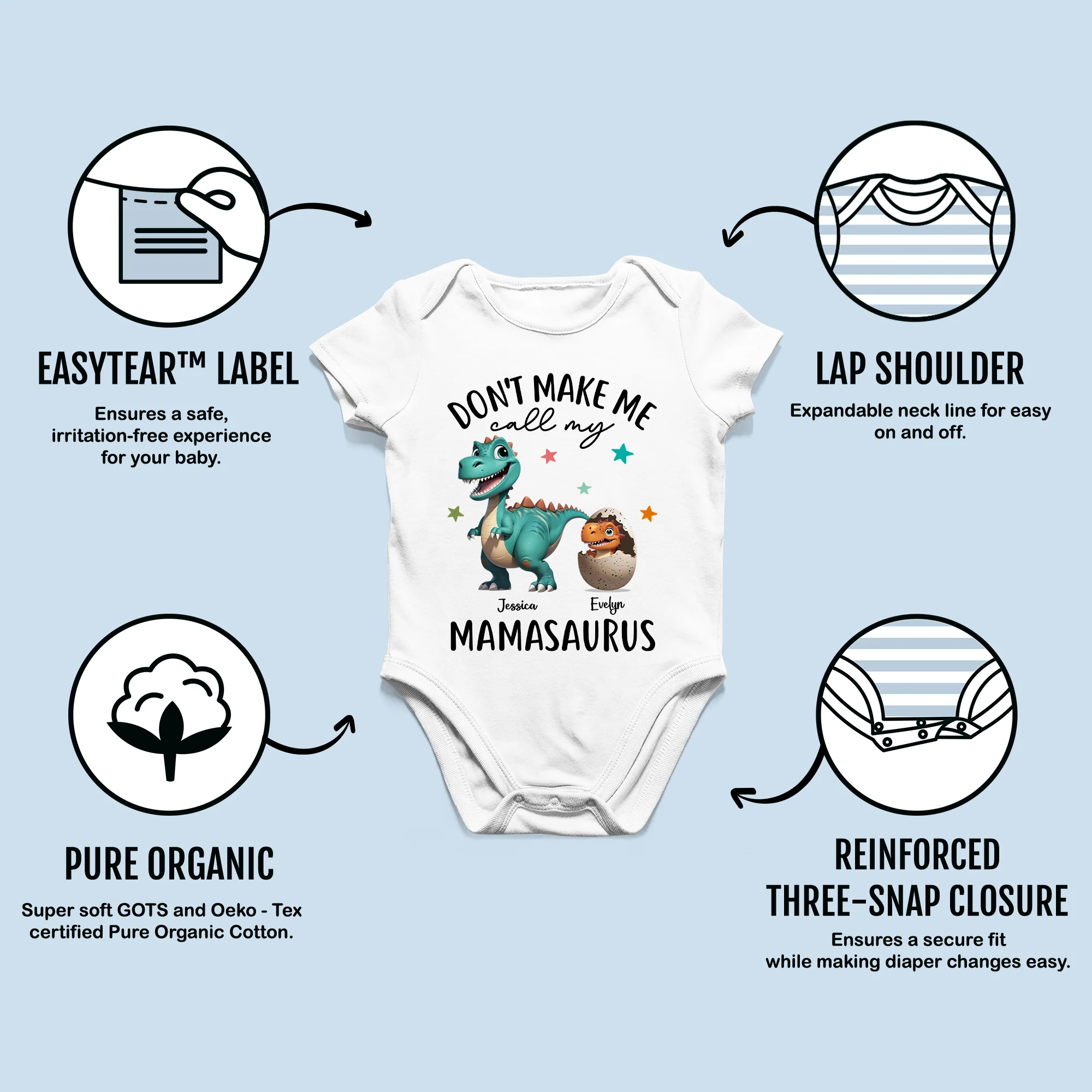 Don't Make Me Call My Mamasaurus Grandmasaurus Personalized Baby Onesie - Image 3