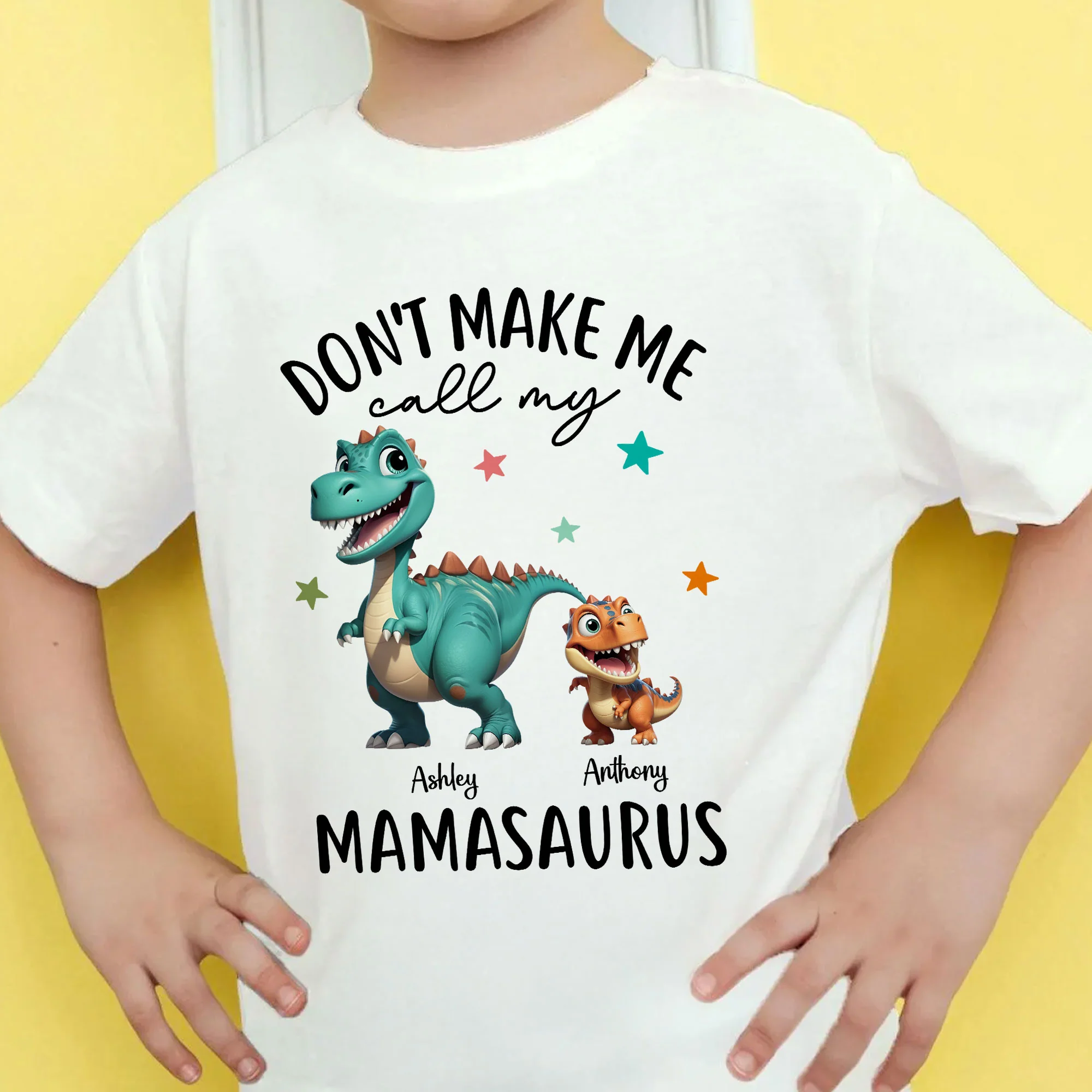 Don't Make Me Call My Mamasaurus Grandmasaurus Personalized Kid Shirt - Image 3