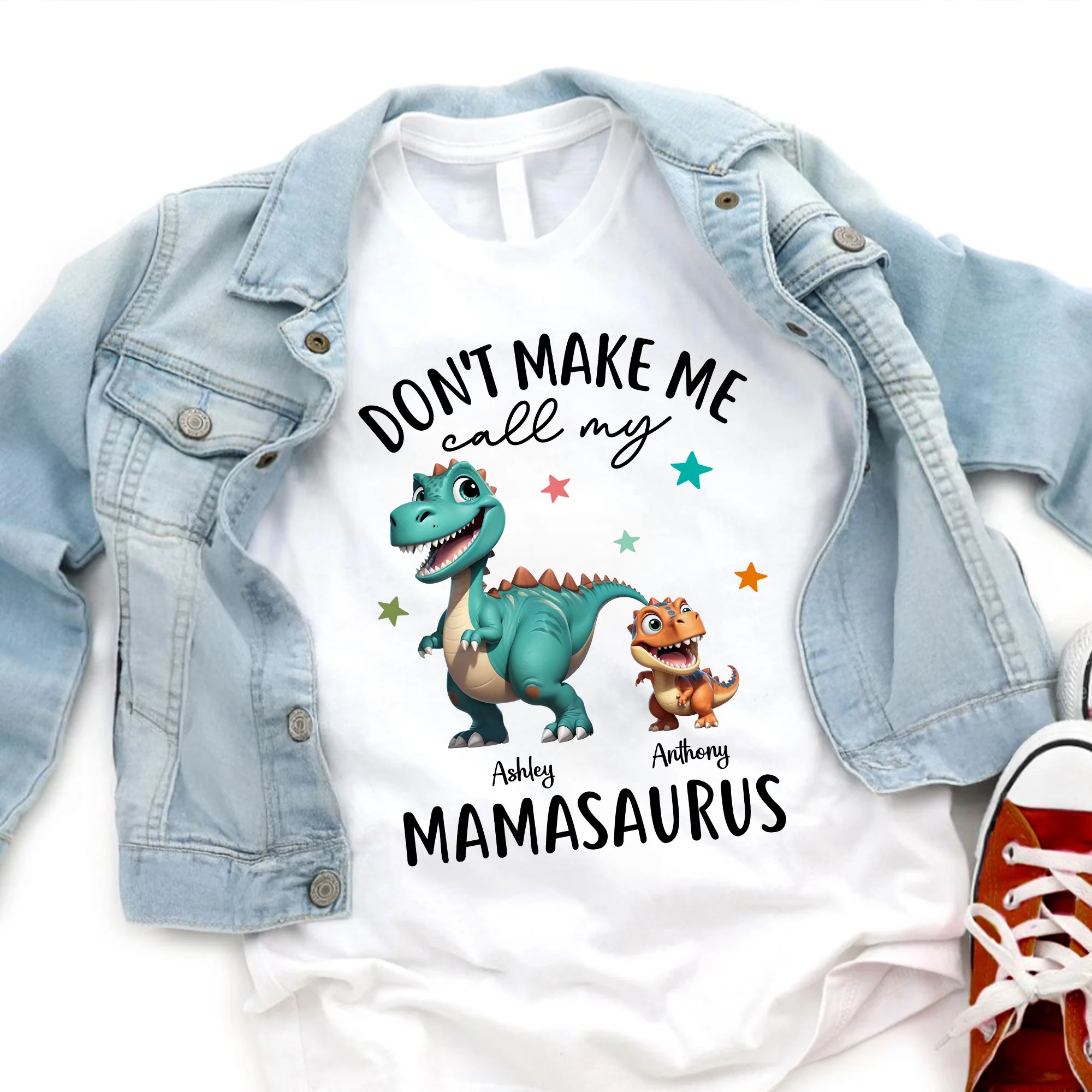 Don't Make Me Call My Mamasaurus Grandmasaurus Personalized Kid Shirt - Image 4
